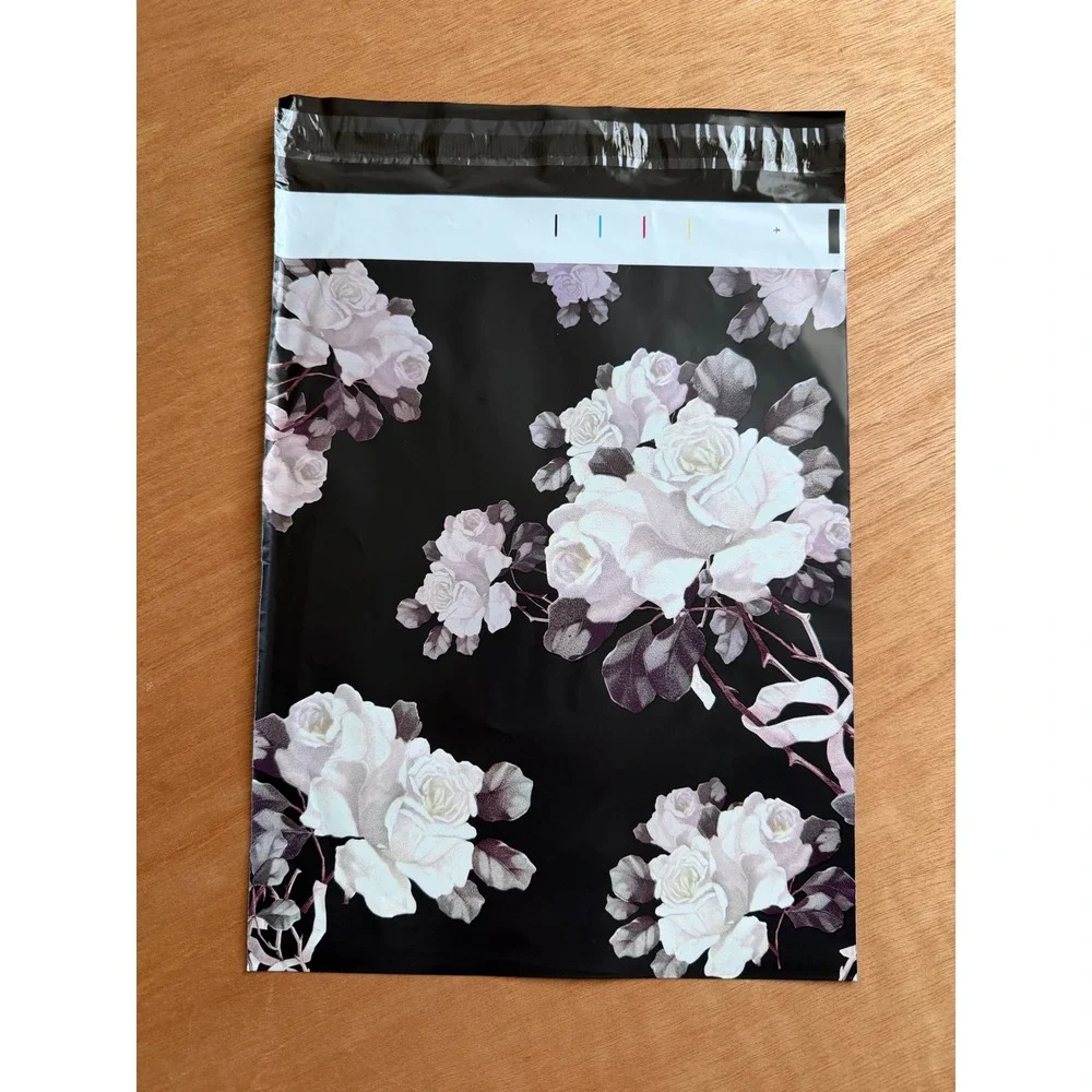 10x13‎ Floral Poly Mailers Black White Roses Shipping 25ct NEW Packaging bags